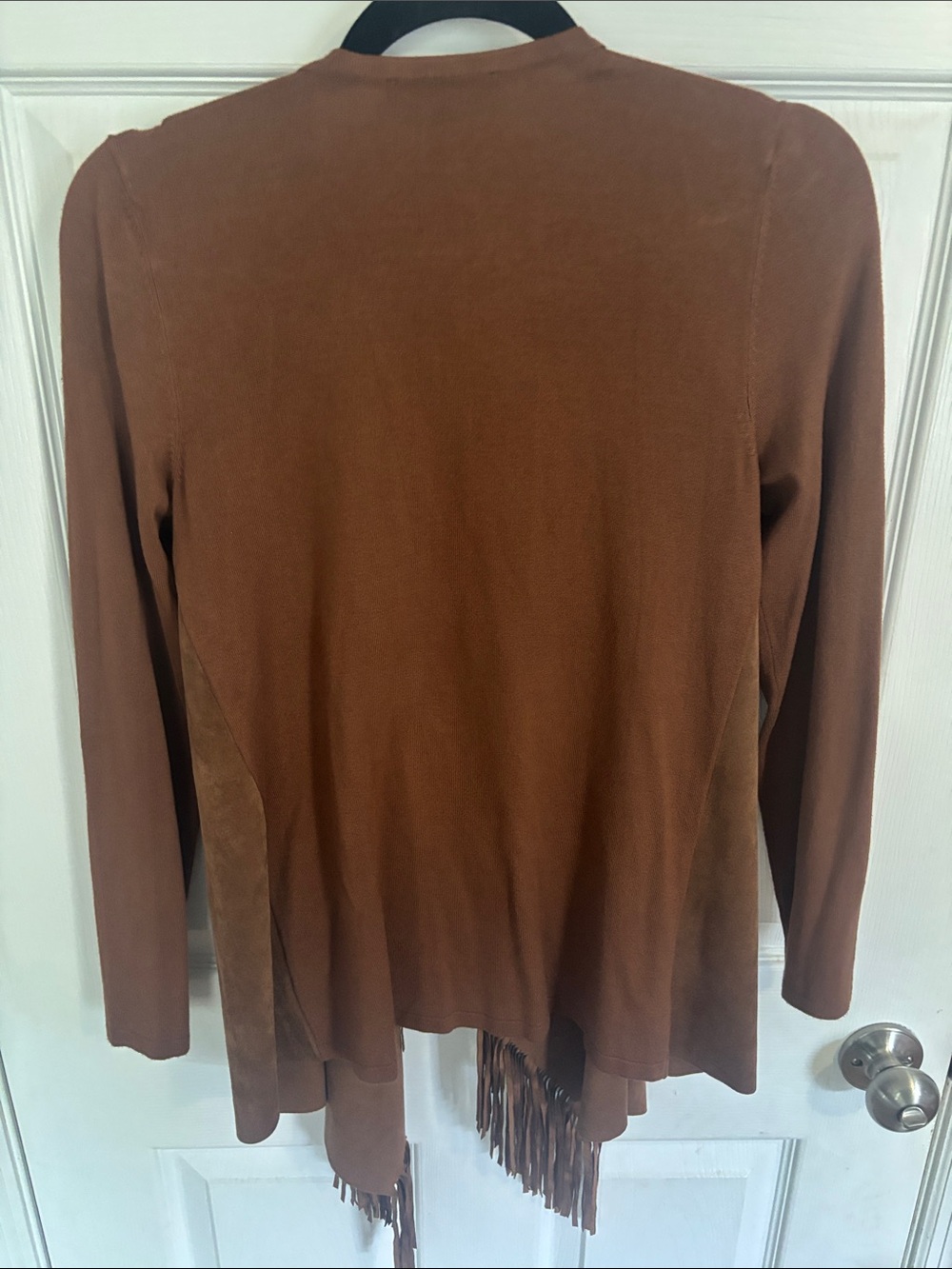 INC International Concepts Rust Brown Fringe Open-Front Cardigan - Picture 8 of 9